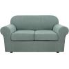 image:imageHVERSAILTEX 3 Piece Stretch Sofa Covers for 2 Cushion Loveseat Couch  Thicker Jacquard Fabric Medium Sofa TaupeSage