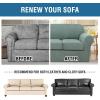 image:imageHVERSAILTEX 3 Piece Stretch Sofa Covers for 2 Cushion Loveseat Couch  Thicker Jacquard Fabric Medium Sofa TaupeSage