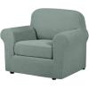 image:imageHVERSAILTEX 3 Piece Stretch Sofa Covers for 2 Cushion Loveseat Couch  Thicker Jacquard Fabric Medium Sofa TaupeSage