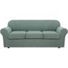 image:imageHVERSAILTEX 3 Piece Stretch Sofa Covers for 2 Cushion Loveseat Couch  Thicker Jacquard Fabric Medium Sofa TaupeSage