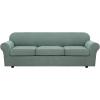 image:imageHVERSAILTEX 3 Piece Stretch Sofa Covers for 2 Cushion Loveseat Couch  Thicker Jacquard Fabric Medium Sofa TaupeSage