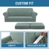 image:imageHVERSAILTEX 3 Piece Stretch Sofa Covers for 2 Cushion Loveseat Couch  Thicker Jacquard Fabric Medium Sofa TaupeSage
