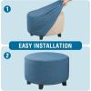 image:imageHVERSAILTEX Ottoman and Sofa Seat Cushion Combined Cover Slipcover Rectangle Sofa Slipcover Fit Length 5675 Suitable for L Shaped Seat Cushion Cover or Chaise Part Cover Stretch Thick Soft  GreyDusty Blue