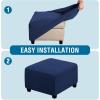 image:imageHVERSAILTEX Ottoman and Sofa Seat Cushion Combined Cover Slipcover Rectangle Sofa Slipcover Fit Length 5675 Suitable for L Shaped Seat Cushion Cover or Chaise Part Cover Stretch Thick Soft  GreyNavy