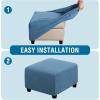 image:imageHVERSAILTEX Ottoman and Sofa Seat Cushion Combined Cover Slipcover Rectangle Sofa Slipcover Fit Length 5675 Suitable for L Shaped Seat Cushion Cover or Chaise Part Cover Stretch Thick Soft  GreyDusty Blue
