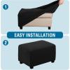 image:imageHVERSAILTEX Ottoman and Sofa Seat Cushion Combined Cover Slipcover Rectangle Sofa Slipcover Fit Length 5675 Suitable for L Shaped Seat Cushion Cover or Chaise Part Cover Stretch Thick Soft  GreyBlack