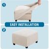 image:imageHVERSAILTEX Ottoman and Sofa Seat Cushion Combined Cover Slipcover Rectangle Sofa Slipcover Fit Length 5675 Suitable for L Shaped Seat Cushion Cover or Chaise Part Cover Stretch Thick Soft  GreyIvory