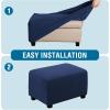 image:imageHVERSAILTEX Ottoman and Sofa Seat Cushion Combined Cover Slipcover Rectangle Sofa Slipcover Fit Length 5675 Suitable for L Shaped Seat Cushion Cover or Chaise Part Cover Stretch Thick Soft  GreyNavy