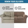 image:imageHVERSAILTEX Real Velvet Plush 3 Piece Stretch Sofa Covers Couch Covers for 2 Cushion Couch Loveseat Covers Width Up to 72 Inch Feature Thick Soft Stay in Place Medium Sofa Bronze BrownMocha