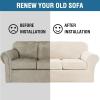 image:imageHVERSAILTEX Real Velvet Plush 3 Piece Stretch Sofa Covers Couch Covers for 2 Cushion Couch Loveseat Covers Width Up to 72 Inch Feature Thick Soft Stay in Place Medium Sofa Bronze BrownCream