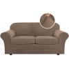 image:imageHVERSAILTEX Real Velvet Plush 3 Piece Stretch Sofa Covers Couch Covers for 2 Cushion Couch Loveseat Covers Width Up to 72 Inch Feature Thick Soft Stay in Place Medium Sofa Bronze BrownMocha