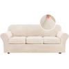 image:imageHVERSAILTEX Real Velvet Plush 3 Piece Stretch Sofa Covers Couch Covers for 2 Cushion Couch Loveseat Covers Width Up to 72 Inch Feature Thick Soft Stay in Place Medium Sofa Bronze BrownCream