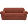 image:imageHVERSAILTEX 3 Piece Stretch Sofa Covers for 2 Cushion Loveseat Couch  Thicker Jacquard Fabric Medium Sofa TaupeRust