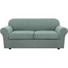 image:imageHVERSAILTEX 3 Piece Stretch Sofa Covers for 2 Cushion Loveseat Couch  Thicker Jacquard Fabric Medium Sofa TaupeSage
