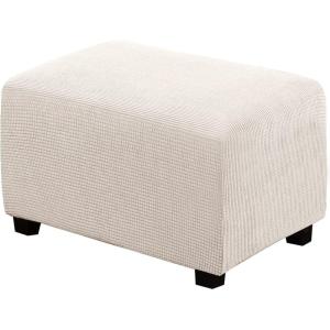 image:imageHVERSAILTEX Ottoman and Sofa Seat Cushion Combined Cover Slipcover Rectangle Sofa Slipcover Fit Length 5675 Suitable for L Shaped Seat Cushion Cover or Chaise Part Cover Stretch Thick Soft  GreyIvory