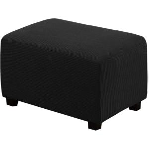 image:imageHVERSAILTEX Ottoman and Sofa Seat Cushion Combined Cover Slipcover Rectangle Sofa Slipcover Fit Length 5675 Suitable for L Shaped Seat Cushion Cover or Chaise Part Cover Stretch Thick Soft  GreyBlack