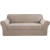 image:imageHVERSAILTEX Sofa Cover 2 Piece Stretch Couch Covers for 3 Cushion Couch Sofa Slipcover Protector with Individual Seat Cushion Covers Suit for T CushionBox Cushion Sofa 7288 Island FossiSand