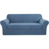 image:imageHVERSAILTEX Sofa Cover 2 Piece Stretch Couch Covers for 3 Cushion Couch Sofa Slipcover Protector with Individual Seat Cushion Covers Suit for T CushionBox Cushion Sofa 7288 Island FossiDusty Blue