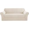 image:imageHVERSAILTEX Sofa Cover 2 Piece Stretch Couch Covers for 3 Cushion Couch Sofa Slipcover Protector with Individual Seat Cushion Covers Suit for T CushionBox Cushion Sofa 7288 Island FossiIvory