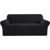 image:imageHVERSAILTEX Sofa Cover 2 Piece Stretch Couch Covers for 3 Cushion Couch Sofa Slipcover Protector with Individual Seat Cushion Covers Suit for T CushionBox Cushion Sofa 7288 Island FossiJet Black