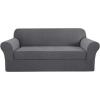 image:imageHVERSAILTEX Sofa Cover 2 Piece Stretch Couch Covers for 3 Cushion Couch Sofa Slipcover Protector with Individual Seat Cushion Covers Suit for T CushionBox Cushion Sofa 7288 Island FossiCharcoal Gray