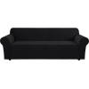 image:imageHVERSAILTEX Stretch Couch Covers for Sofa 1 Piece Slipcovers for Couches and Sofas 3 Seater Couch Cover Feature Thick Checked Jacquard Fabric with Elastic Bottom 7288 Wide CreamJet Black