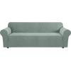 image:imageHVERSAILTEX Stretch Couch Covers for Sofa 1 Piece Slipcovers for Couches and Sofas 3 Seater Couch Cover Feature Thick Checked Jacquard Fabric with Elastic Bottom 7288 Wide CreamSage