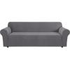 image:imageHVERSAILTEX Stretch Couch Covers for Sofa 1 Piece Slipcovers for Couches and Sofas 3 Seater Couch Cover Feature Thick Checked Jacquard Fabric with Elastic Bottom 7288 Wide CreamNeutral Gray