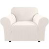 image:imageHVERSAILTEX Stretch Couch Covers for Sofa 1 Piece Slipcovers for Couches and Sofas 3 Seater Couch Cover Feature Thick Checked Jacquard Fabric with Elastic Bottom 7288 Wide CreamIvory