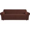 image:imageHVERSAILTEX Stretch Couch Covers for Sofa 1 Piece Slipcovers for Couches and Sofas 3 Seater Couch Cover Feature Thick Checked Jacquard Fabric with Elastic Bottom 7288 Wide CreamBurnt Brick