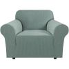 image:imageHVERSAILTEX Stretch Couch Covers for Sofa 1 Piece Slipcovers for Couches and Sofas 3 Seater Couch Cover Feature Thick Checked Jacquard Fabric with Elastic Bottom 7288 Wide CreamSage