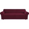 image:imageHVERSAILTEX Stretch Couch Covers for Sofa 1 Piece Slipcovers for Couches and Sofas 3 Seater Couch Cover Feature Thick Checked Jacquard Fabric with Elastic Bottom 7288 Wide CreamWineBurgundy