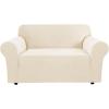 image:imageHVERSAILTEX Stretch Couch Covers for Sofa 1 Piece Slipcovers for Couches and Sofas 3 Seater Couch Cover Feature Thick Checked Jacquard Fabric with Elastic Bottom 7288 Wide CreamCream