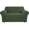 image:imageHVERSAILTEX Stretch Couch Covers for Sofa 1 Piece Slipcovers for Couches and Sofas 3 Seater Couch Cover Feature Thick Checked Jacquard Fabric with Elastic Bottom 7288 Wide CreamBronze Green
