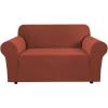 image:imageHVERSAILTEX Stretch Couch Covers for Sofa 1 Piece Slipcovers for Couches and Sofas 3 Seater Couch Cover Feature Thick Checked Jacquard Fabric with Elastic Bottom 7288 Wide CreamRust