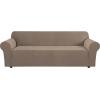 image:imageHVERSAILTEX Stretch Couch Covers for Sofa 1 Piece Slipcovers for Couches and Sofas 3 Seater Couch Cover Feature Thick Checked Jacquard Fabric with Elastic Bottom 7288 Wide CreamMacchiato
