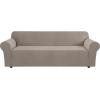 image:imageHVERSAILTEX Stretch Couch Covers for Sofa 1 Piece Slipcovers for Couches and Sofas 3 Seater Couch Cover Feature Thick Checked Jacquard Fabric with Elastic Bottom 7288 Wide CreamTaupe
