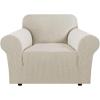 image:imageHVERSAILTEX Stretch Couch Covers for Sofa 1 Piece Slipcovers for Couches and Sofas 3 Seater Couch Cover Feature Thick Checked Jacquard Fabric with Elastic Bottom 7288 Wide CreamIsland Fossi