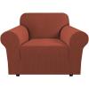 image:imageHVERSAILTEX Stretch Couch Covers for Sofa 1 Piece Slipcovers for Couches and Sofas 3 Seater Couch Cover Feature Thick Checked Jacquard Fabric with Elastic Bottom 7288 Wide CreamRust