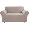 image:imageHVERSAILTEX Stretch Couch Covers for Sofa 1 Piece Slipcovers for Couches and Sofas 3 Seater Couch Cover Feature Thick Checked Jacquard Fabric with Elastic Bottom 7288 Wide CreamSand