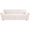 image:imageHVERSAILTEX Stretch Couch Covers for Sofa 1 Piece Slipcovers for Couches and Sofas 3 Seater Couch Cover Feature Thick Checked Jacquard Fabric with Elastic Bottom 7288 Wide CreamIvory