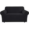 image:imageHVERSAILTEX Stretch Couch Covers for Sofa 1 Piece Slipcovers for Couches and Sofas 3 Seater Couch Cover Feature Thick Checked Jacquard Fabric with Elastic Bottom 7288 Wide CreamJet Black