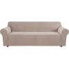 image:imageHVERSAILTEX Stretch Couch Covers for Sofa 1 Piece Slipcovers for Couches and Sofas 3 Seater Couch Cover Feature Thick Checked Jacquard Fabric with Elastic Bottom 7288 Wide CreamSand
