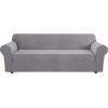 image:imageHVERSAILTEX Stretch Couch Covers for Sofa 1 Piece Slipcovers for Couches and Sofas 3 Seater Couch Cover Feature Thick Checked Jacquard Fabric with Elastic Bottom 7288 Wide CreamDove