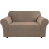 image:imageHVERSAILTEX Stretch Couch Covers for Sofa 1 Piece Slipcovers for Couches and Sofas 3 Seater Couch Cover Feature Thick Checked Jacquard Fabric with Elastic Bottom 7288 Wide CreamMacchiato