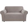 image:imageHVERSAILTEX Stretch Couch Covers for Sofa 1 Piece Slipcovers for Couches and Sofas 3 Seater Couch Cover Feature Thick Checked Jacquard Fabric with Elastic Bottom 7288 Wide CreamTaupe