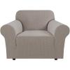 image:imageHVERSAILTEX Stretch Couch Covers for Sofa 1 Piece Slipcovers for Couches and Sofas 3 Seater Couch Cover Feature Thick Checked Jacquard Fabric with Elastic Bottom 7288 Wide CreamTaupe