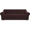 image:imageHVERSAILTEX Stretch Couch Covers for Sofa 1 Piece Slipcovers for Couches and Sofas 3 Seater Couch Cover Feature Thick Checked Jacquard Fabric with Elastic Bottom 7288 Wide CreamChocolate