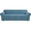 image:imageHVERSAILTEX Stretch Couch Covers for Sofa 1 Piece Slipcovers for Couches and Sofas 3 Seater Couch Cover Feature Thick Checked Jacquard Fabric with Elastic Bottom 7288 Wide CreamStorm Blue