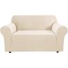 image:imageHVERSAILTEX Stretch Couch Covers for Sofa 1 Piece Slipcovers for Couches and Sofas 3 Seater Couch Cover Feature Thick Checked Jacquard Fabric with Elastic Bottom 7288 Wide CreamNatural